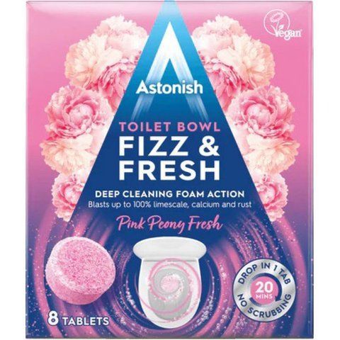 Таблетки для чищення унітазів Astonish Fizz & Fresh з ароматом півонії 8 шт